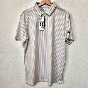 Yatta Golf Polo Shirt Mens Small Striped Short Sleeve Gold Button‎ Up Small 0394